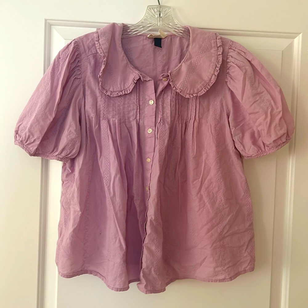 Lavender 100% cotton blouse, size L